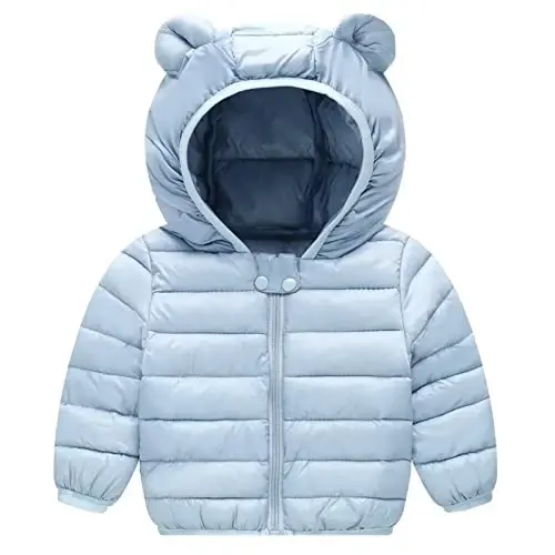 Achiyi Winter Coats Puffer Padded Jacket for Toddler Boys Girls Kids Light Outwear Cute Bear Ears with Hoods Clothing 