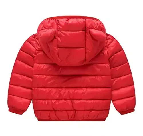 Achiyi Winter Coats Puffer Padded Jacket for Toddler Boys Girls Kids Light Outwear Cute Bear Ears with Hoods Clothing - 3