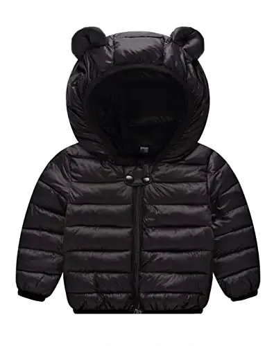 Achiyi Qishki Paltolar Puffer Padded Ko'ylagi Bolalar uchun Yengil Tashqi Kiyim Yoqimli Ayiq Quloqlari bilan Kapşonli Kiyim - 3