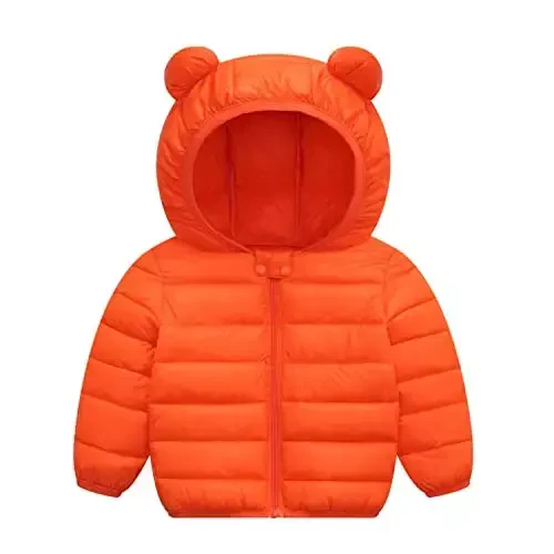 Achiyi Winter Coats Puffer Padded Jacket for Toddler Boys Girls Kids Light Outwear Cute Bear Ears with Hoods Clothing 