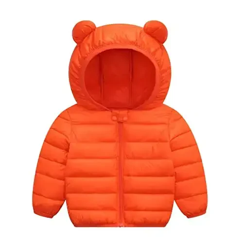 Achiyi Winter Coats Puffer Padded Jacket for Toddler Boys Girls Kids Light Outwear Cute Bear Ears with Hoods Clothing - 2