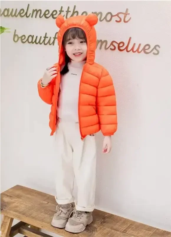 Achiyi Winter Coats Puffer Padded Jacket for Toddler Boys Girls Kids Light Outwear Cute Bear Ears with Hoods Clothing - 6