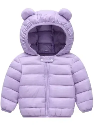 Achiyi Winter Coats Puffer Padded Jacket for Toddler Boys Girls Kids Light Outwear Cute Bear Ears with Hoods Clothing - ACHIYI