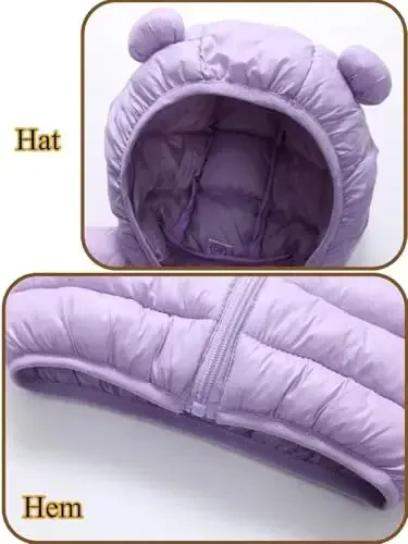Achiyi Winter Coats Puffer Padded Jacket for Toddler Boys Girls Kids Light Outwear Cute Bear Ears with Hoods Clothing - 4