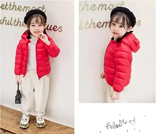 Achiyi Winter Coats Puffer Padded Jacket for Toddler Boys Girls Kids Light Outwear Cute Bear Ears with Hoods Clothing - 5