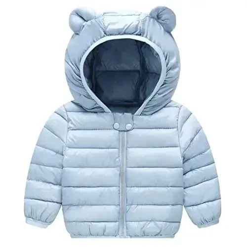 Achiyi Winter Coats Puffer Padded Jacket for Toddler Boys Girls Kids Light Outwear Cute Bear Ears with Hoods Clothing - 2