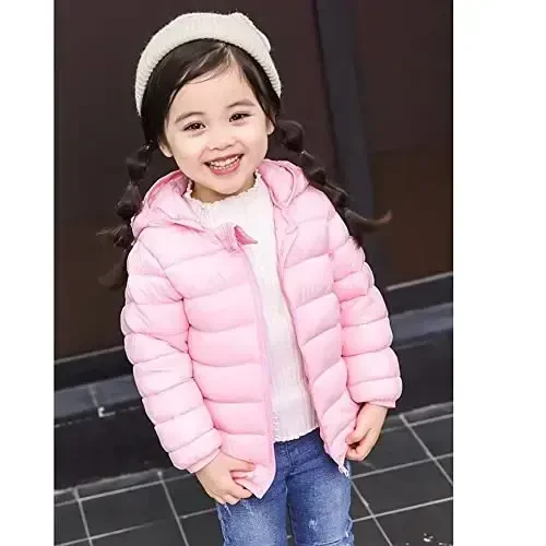 Achiyi Winter Coats Puffer Padded Jacket for Toddler Boys Girls Kids Light Outwear Cute Bear Ears with Hoods Clothing - 6