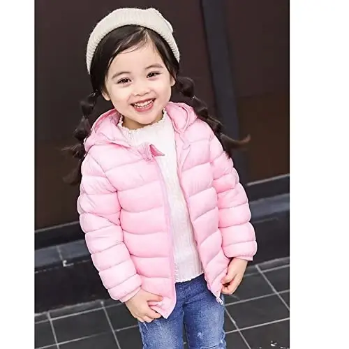 Achiyi Winter Coats Puffer Padded Jacket for Toddler Boys Girls Kids Light Outwear Cute Bear Ears with Hoods Clothing - 6