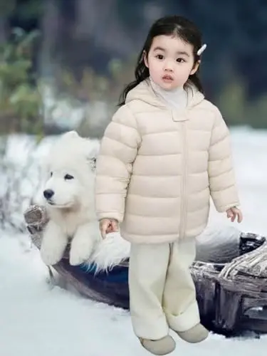 Achiyi Winter Coats Puffer Padded Jacket for Toddler Boys Girls Kids Light Outwear Cute Bear Ears with Hoods Clothing - 3