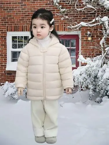 Achiyi Winter Coats Puffer Padded Jacket for Toddler Boys Girls Kids Light Outwear Cute Bear Ears with Hoods Clothing - 5
