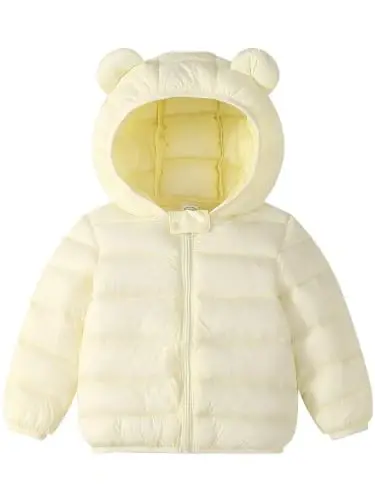 Achiyi Winter Coats Puffer Padded Jacket for Toddler Boys Girls Kids Light Outwear Cute Bear Ears with Hoods Clothing - 1