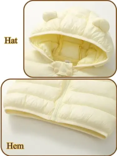 Achiyi Winter Coats Puffer Padded Jacket for Toddler Boys Girls Kids Light Outwear Cute Bear Ears with Hoods Clothing - 5