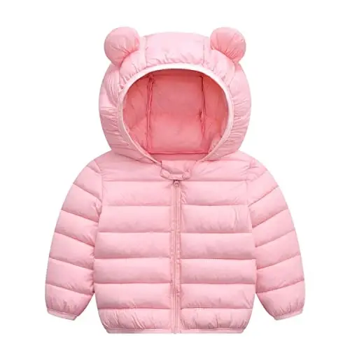 Achiyi Winter Coats Puffer Padded Jacket for Toddler Boys Girls Kids Light Outwear Cute Bear Ears with Hoods Clothing 