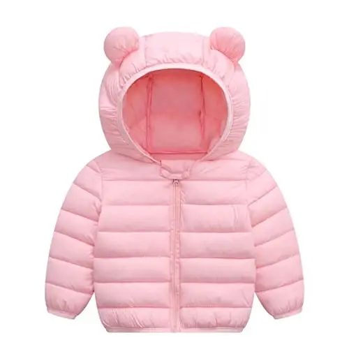 Achiyi Winter Coats Puffer Padded Jacket for Toddler Boys Girls Kids Light Outwear Cute Bear Ears with Hoods Clothing - 2