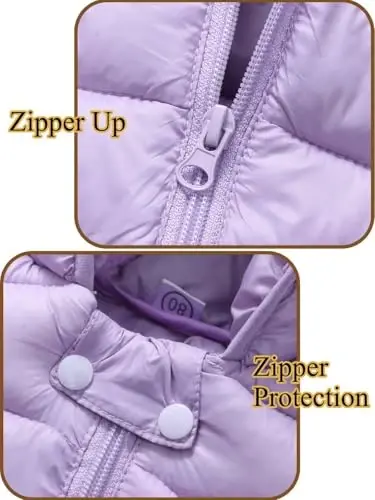 Achiyi Winter Coats Puffer Padded Jacket for Toddler Boys Girls Kids Light Outwear Cute Bear Ears with Hoods Clothing - 6