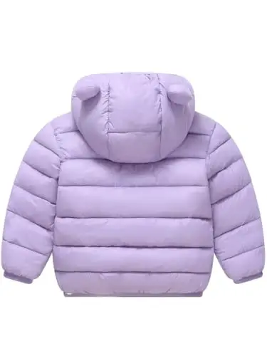 Achiyi Winter Coats Puffer Padded Jacket for Toddler Boys Girls Kids Light Outwear Cute Bear Ears with Hoods Clothing - 2