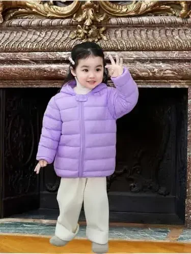 Achiyi Winter Coats Puffer Padded Jacket for Toddler Boys Girls Kids Light Outwear Cute Bear Ears with Hoods Clothing - 5