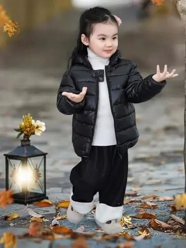 Achiyi Winter Coats Puffer Padded Jacket for Toddler Boys Girls Kids Light Outwear Cute Bear Ears with Hoods Clothing - 2