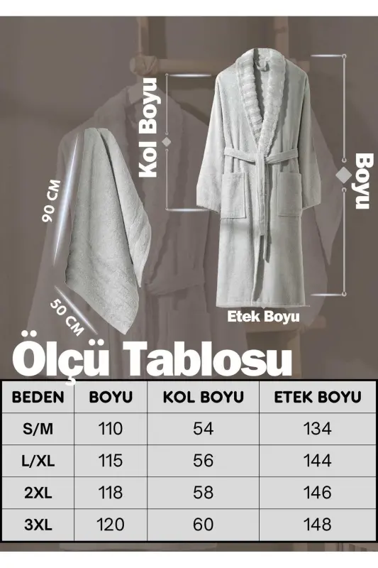 Açık Gri Carla Havlulu Bornoz-Açık Gri - 3