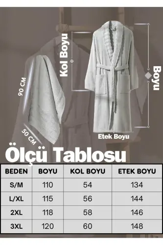 Açık Gri Carla Havlulu Bornoz - Açık Gri - 3