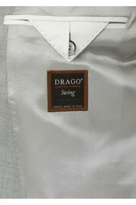 Açık Gri Düz Zeroweight Slim Fit %100 Yün Takım Elbise - 6