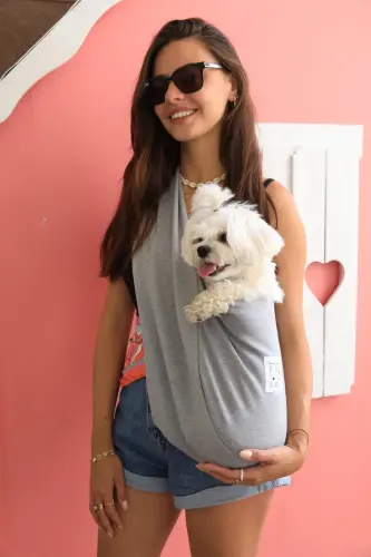 Açık Gri Köpek Taşıma Çantası (Pet Sling – Ana Kucağı)-AÇIK GRİ - OLI AND LUI (1)