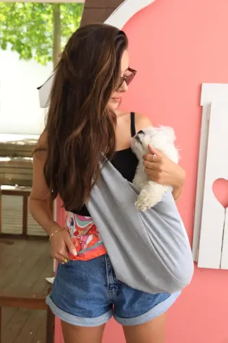 Açık Gri Köpek Taşıma Çantası (Pet Sling – Ana Kucağı)-AÇIK GRİ - 5