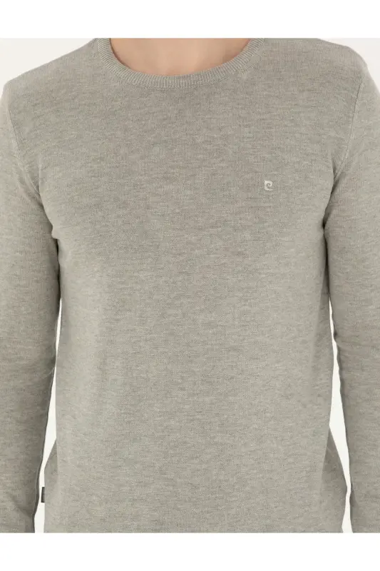 Açık Gri Melanj Slim Fit Bisiklet Yaka Basic Triko Kazak 50296575-VR091-Açık Gri Melanj - 6