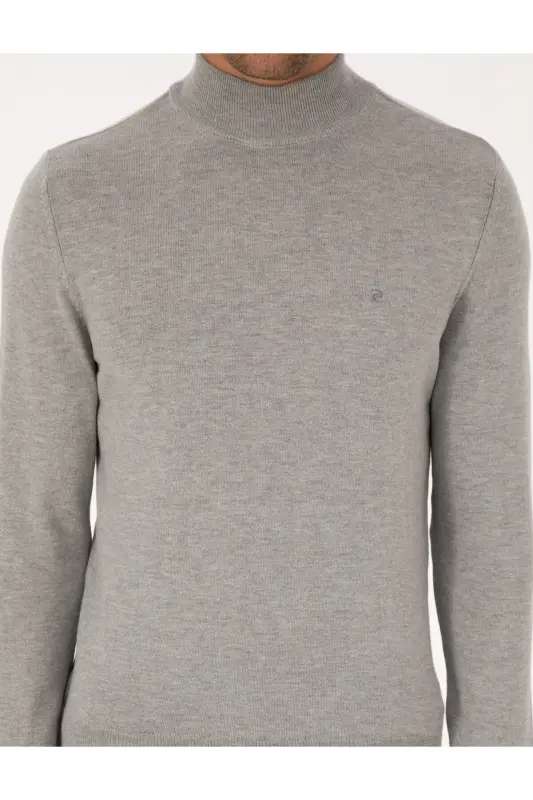 Açık Gri Melanj Slim Fit Yarım Balıkçı Yaka Basic Triko Kazak 50296614-VR091-Açık Gri Melanj - 6