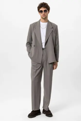 Açık Haki Kruvaze Kapama Fleto Cepli Erkek Blazer Ceket-Açık Haki - 4