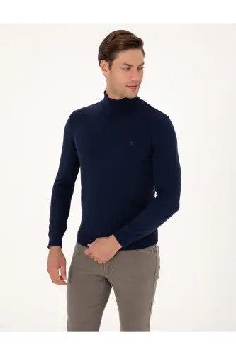 Açık Lacivert Slim Fit Balıkçı Yaka Basic Triko Kazak 50314202-VR059 - Açık Lacivert - 3