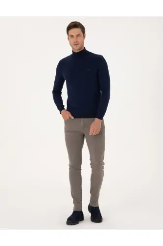Açık Lacivert Slim Fit Balıkçı Yaka Basic Triko Kazak 50314202-VR059 - Açık Lacivert - 4