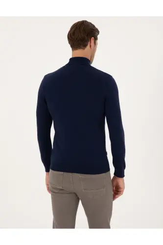 Açık Lacivert Slim Fit Balıkçı Yaka Basic Triko Kazak 50314202-VR059 - Açık Lacivert - 5