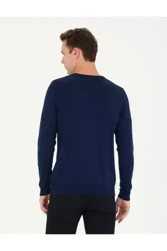 Açık Lacivert Slim Fit Bisiklet Yaka Basic Triko Kazak 50276349-VR059 - 1