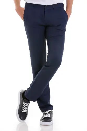 Açık Lacivert Slim Fit Desenli Yandan Cep Kanvas Pantolon - A. Lacivert D. - Hatemoğlu (1)