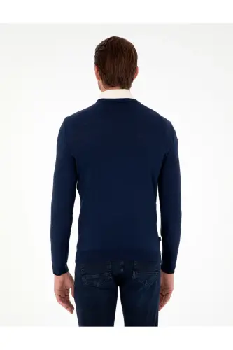 Açık Lacivert Slim Fit V Yaka Basic Triko Kazak 50296622-VR059 - Açık Lacivert - 5