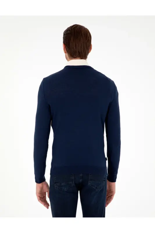 Açık Lacivert Slim Fit V Yaka Basic Triko Kazak 50296622-VR059 - Açık Lacivert - 5