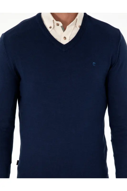 Açık Lacivert Slim Fit V Yaka Basic Triko Kazak 50296622-VR059 - Açık Lacivert - 6