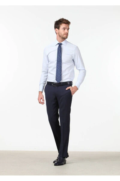 Açık Mavi Düz Regular Fit Dokuma Klasik Pamuk Karışımlı Gömlek - Ramsey (1)