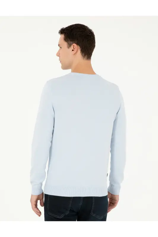 Açık Mavi Slim Fit Bisiklet Yaka Basic Triko Kazak 50296575-VR003 - Açık Mavi - 5