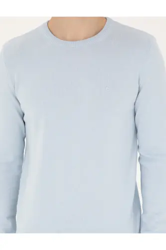 Açık Mavi Slim Fit Bisiklet Yaka Basic Triko Kazak 50296575-VR003 - Açık Mavi - 6