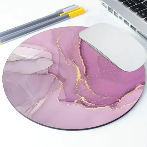 Light Purple Marble Round Mouse pad Customized Mousepad Non-Slip Rubber Base Mouse Pads for Computers Laptop Office Desk Accessories Mouse pad - 2