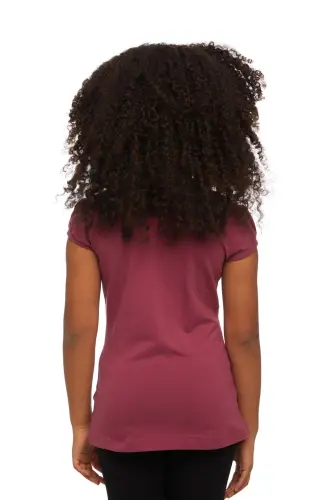 Açık Mürdüm Basic Kız Çocuk Sıfır Yaka Karpuz Kol Tişört-RED VIOLET - 3