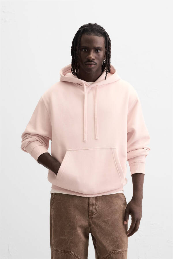 Açık pembe kapüşonlu sweatshirt - 10