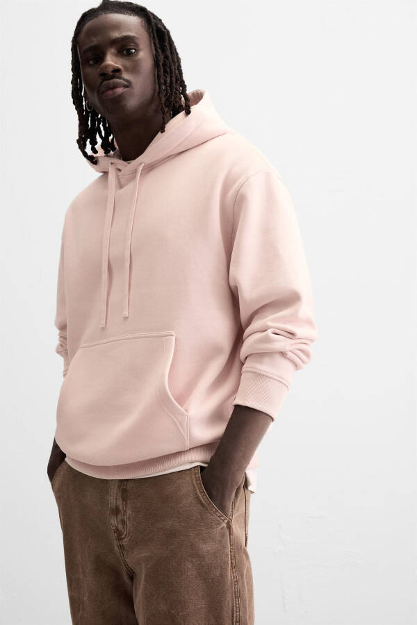 Açık pembe kapüşonlu sweatshirt - 13