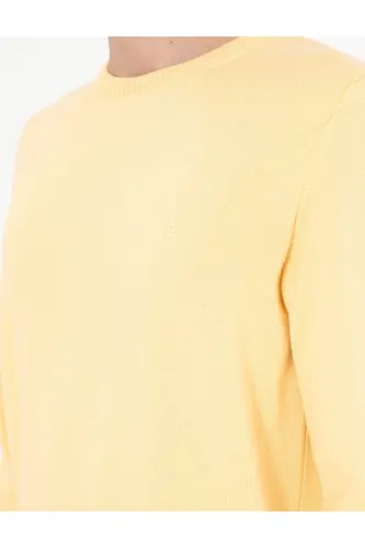 Açık Sarı Slim Fit Bisiklet Yaka Basic Triko Kazak 50296575-VR004-Açık Sarı - 7