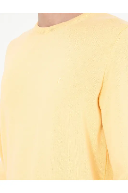 Açık Sarı Slim Fit Bisiklet Yaka Basic Triko Kazak 50296575-VR004-Açık Sarı - 7