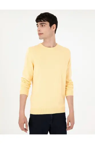 Açık Sarı Slim Fit Bisiklet Yaka Basic Triko Kazak 50296575-VR004 - Açık Sarı - 3