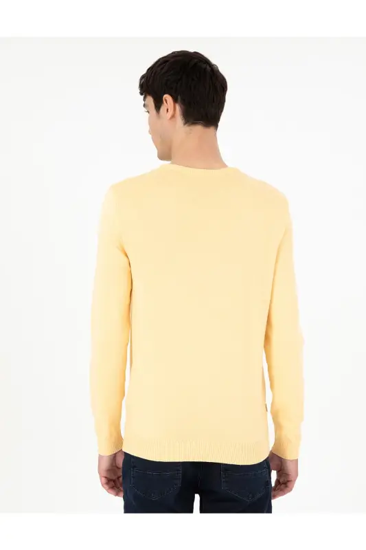 Açık Sarı Slim Fit Bisiklet Yaka Basic Triko Kazak 50296575-VR004 - Açık Sarı - 5