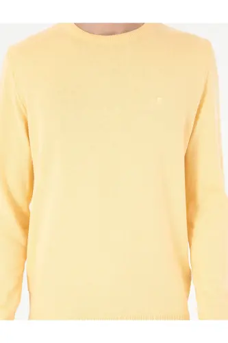 Açık Sarı Slim Fit Bisiklet Yaka Basic Triko Kazak 50296575-VR004-Açık Sarı - 6